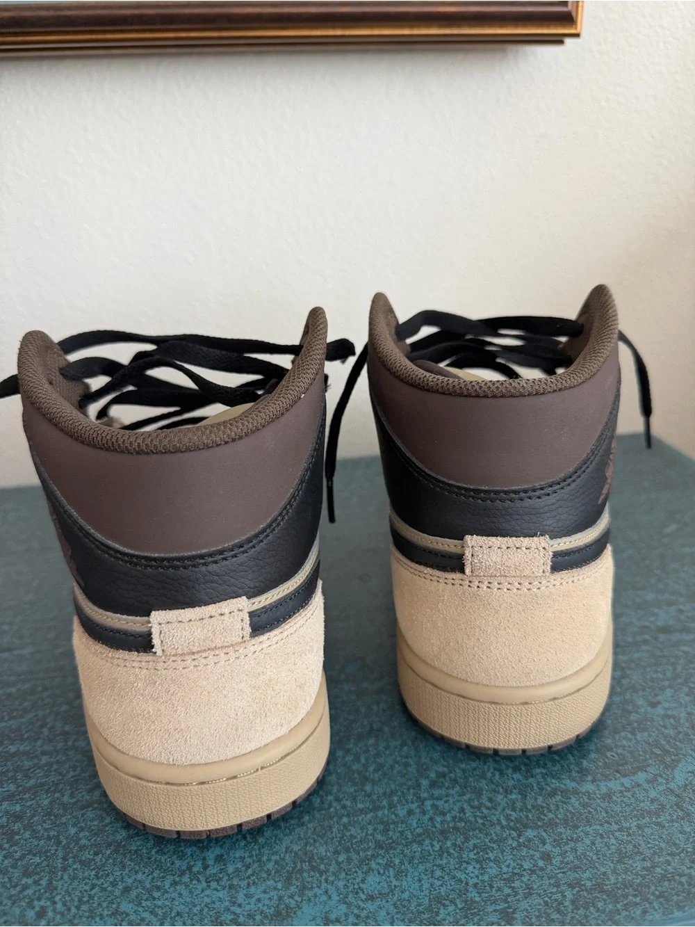 Nike Air Jordan 1 Mid Tan and Black